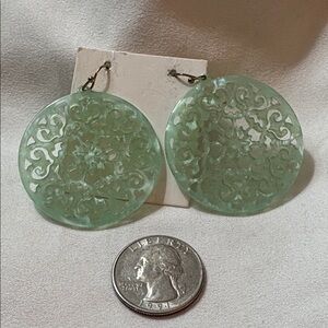 Intricate Green Circular Filigree Earrings
